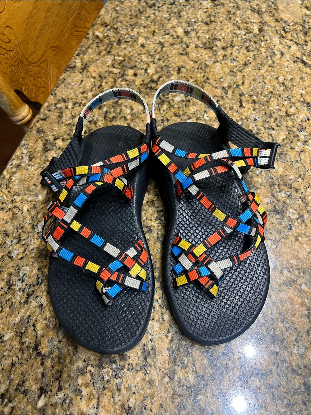 Chaco Black Sandals with Multicolor Straps